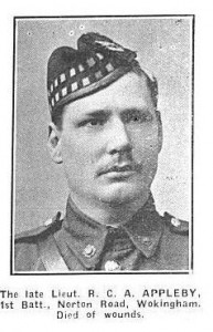 Lieutenant R C A Appleby of Norton Road, Wokingham.