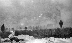 This photo was taken on the day of Charles' death. It reflects the diary reports describing the awful weather , gas and smoke of the battlefield.