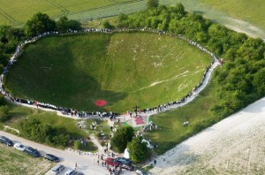 Lochnagar Crater, one of the huge mines which were exploded by the British during the Somme, 1916.