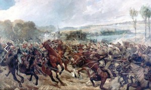 Painting of Europe's last 'lance on lance' charge on the 7th September 1914.